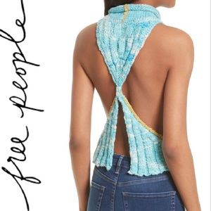 Free People NWT Open Back Blue Sweater Tank